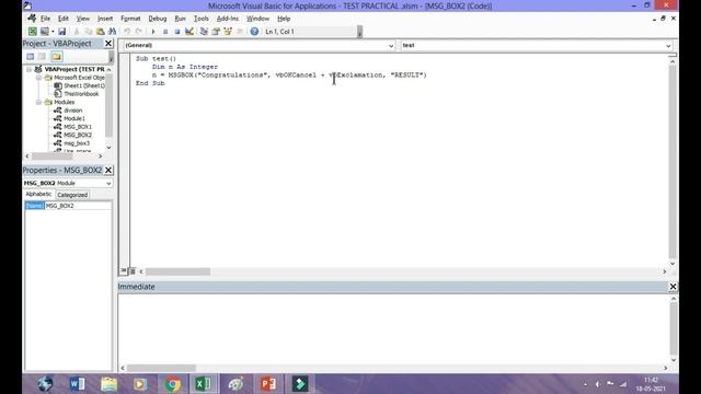 VBA Class 5 (Message Box & Input Box)