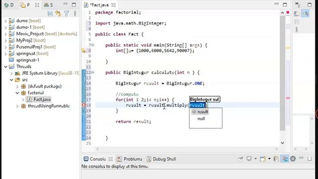 Factorial of Very Large Numbers JAVA Using Thread Part 1 смотреть онлайн