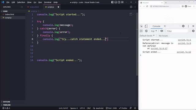 try...catch Statement - Error Handling in JavaScript in Sinhala смотреть онлайн