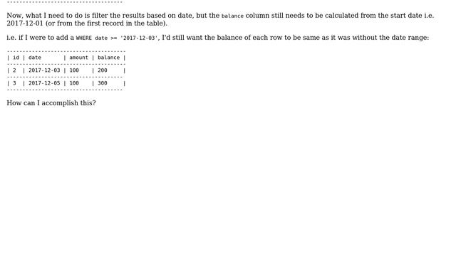 Databases: Calculate Running Sum of Each Row From Start, Even When Filtering Records смотреть онлайн
