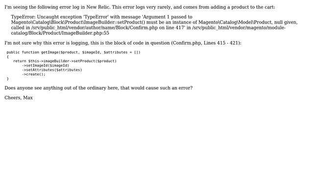 Uncaught exception 'TypeError': ImageBuilder::setProduct() must be an instance of... смотреть онлайн
