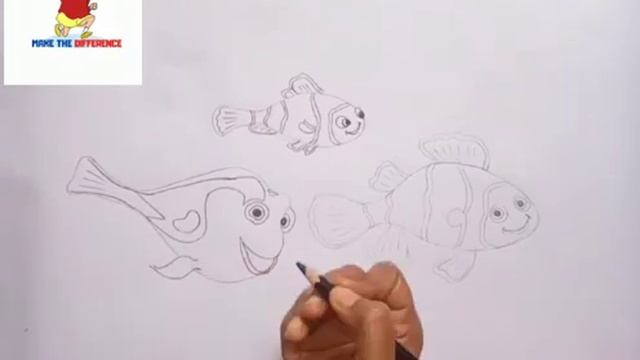 Nemo and Dory| How to Draw Nemo, Dory and Marlin Drawing step by step (Finding Nemo) | Rural Picass смотреть онлайн