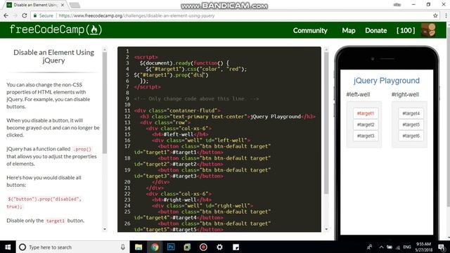 Disable an Element Using jQuery free code camp Dani смотреть онлайн