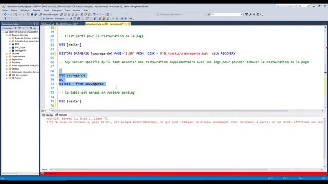 SQL Backup : Apprenez a restaurer une page sur SQL. (exemple très simple) смотреть онлайн
