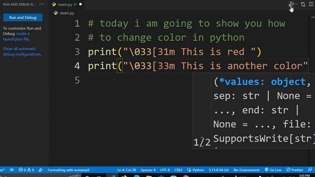 Changing the color of your string in print function python #python смотреть онлайн