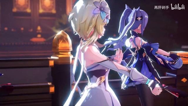 【Genshin Impact MMD/4K/60FPS】Lumine & Keqing & Ganyu【花月成双】