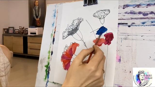 Рисуем гвоздики к 9 мая смотреть онлайн