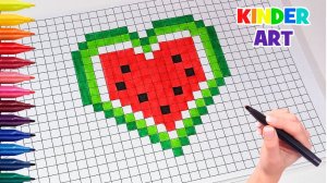 Сердце-арбуз - Рисунок по клеточкам