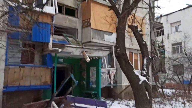Славянск 4 февраля 2023 — разрушенная ул. Я. Мудрого (Урицкого). смотреть онлайн