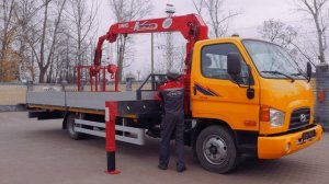 Кран манипулятор юник UNIC 374 с люлькой на Hyundai hd 78 бортовой. Установка продажа манипуляторов