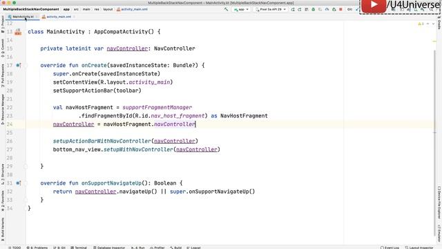 13 - Implement Multiple BackStacks with BottomNav View | Android Navigation Component | U4Universe смотреть онлайн