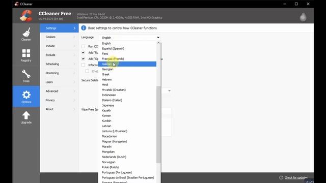 Как поменять язык на русский в CCleaner смотреть онлайн