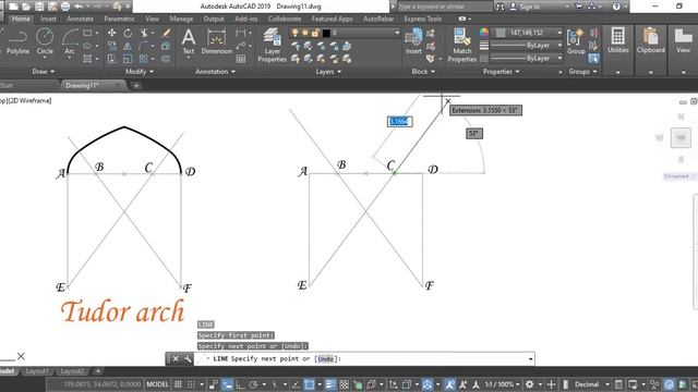 Draw Tudor arch sample (2) by using autocad смотреть онлайн