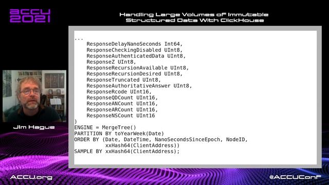 Handling Large Volumes of Immutable Structured Data With ClickHouse - Jim Hague [ ACCU 2021 ] смотреть онлайн