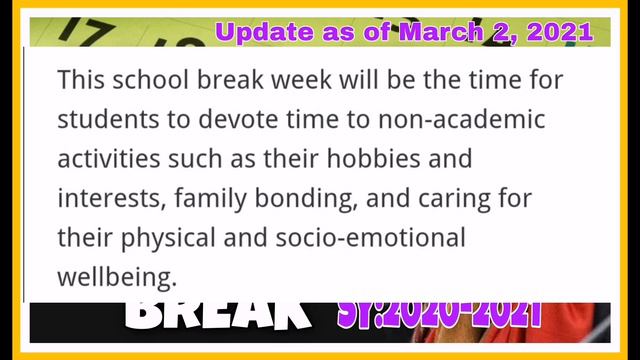 DepEd: 5-DAY SEMESTRAL BREAK for SY:2020-2021 | Update as of March 2, 2021 смотреть онлайн