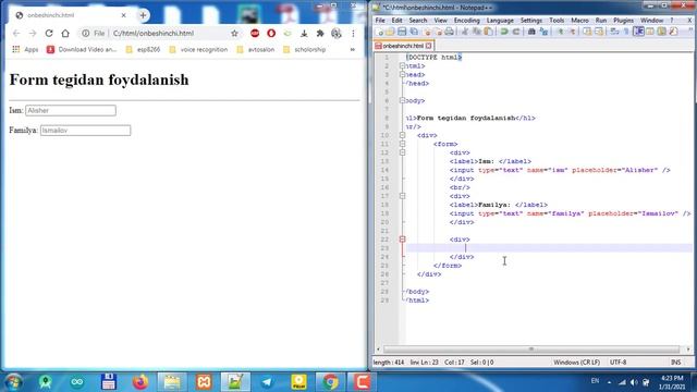 HTML 15-video dars (form, input, button ) Urobot смотреть онлайн