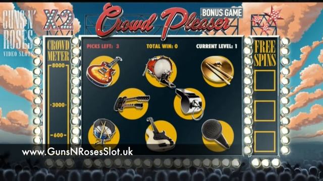 Guns N' Roses Slot Machine - Crowd Pleaser Bonus Game смотреть онлайн
