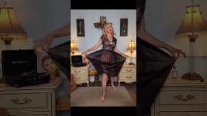 Dainty rascal dancing with micro pleated nylon chiffon gown | Dainty rascal vintage!