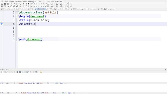 LATEX - How to create first document| how to create title command in winedt смотреть онлайн