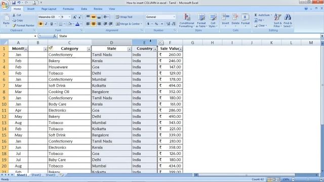 How to insert COLUMN in excel - Tamil смотреть онлайн