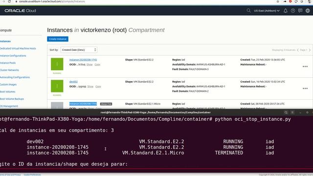 Como parar instância do Oracle Cloud (OCI) com Python e CLI смотреть онлайн