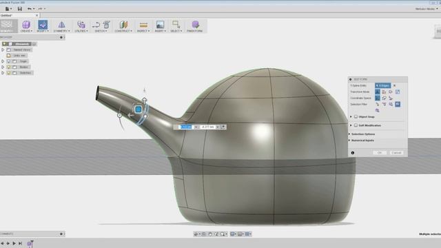 AUTODESK FUSION 360 SCULPT modifier INSERT EDGE, INSERT POINT, SUBDIVIDE смотреть онлайн