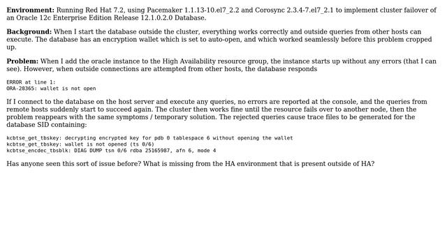 Databases: Oracle Wallet Error in Red Hat High Availability Resource смотреть онлайн