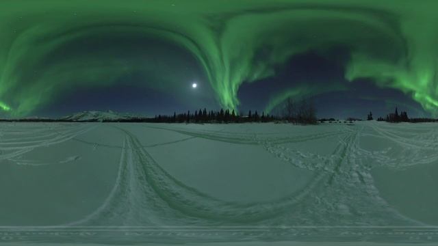 Real Time 360 video of the Aurora Borealis over Otto Lake, Alaska! смотреть онлайн