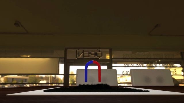 магнит и металическая стружка на листе, сделано в Блендере смотреть онлайн