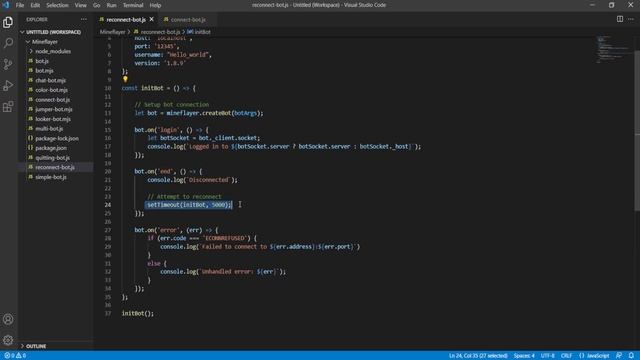 Minecraft Bot Reconnects to Server | Mineflayer.js Guides Ep.3 смотреть онлайн