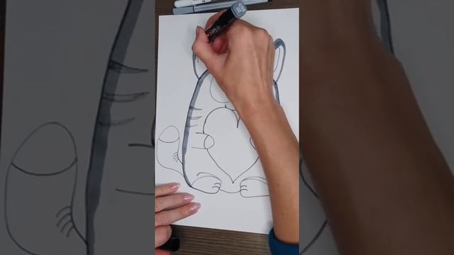 Давай нарисуем вместе кошечку с сердечком?! let's draw a cat with a heart ? смотреть онлайн