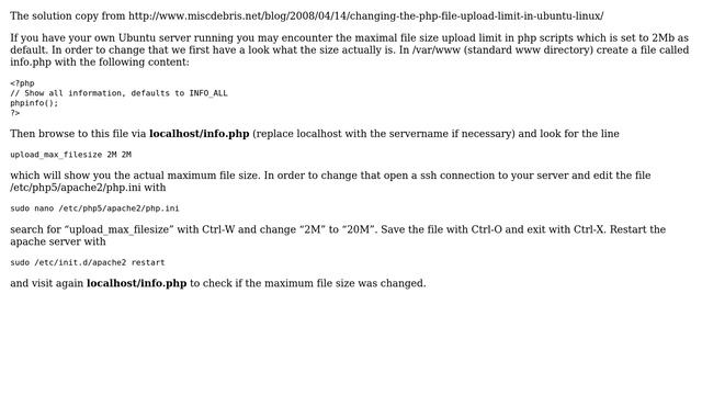 Ubuntu: Changes for upload_max_filesize, memory_limit & post_max_size in the php.ini aren't affect смотреть онлайн