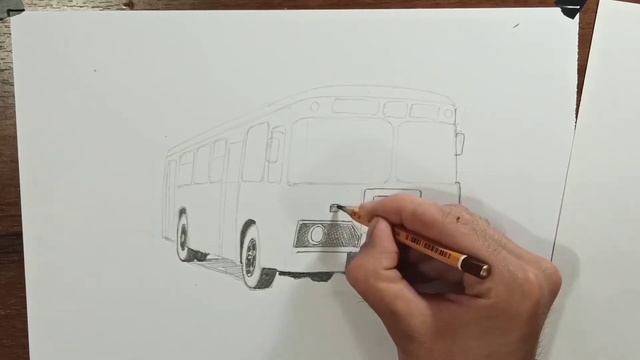 Как нарисовать автобус - ЛиАЗ 677 смотреть онлайн