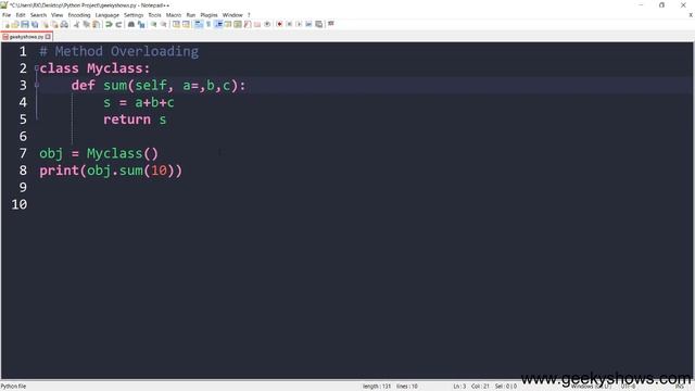 Method Overloading in Python (Hindi) смотреть онлайн