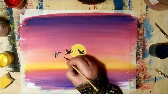 Видео урок рисуем легко и быстро картину гуашью "Домой" смотреть онлайн