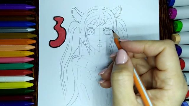 Как легко пошагово нарисовать девочку-кошку аниме