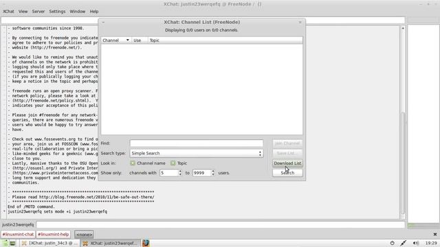 IRC Chat in Linux Mint 14 смотреть онлайн