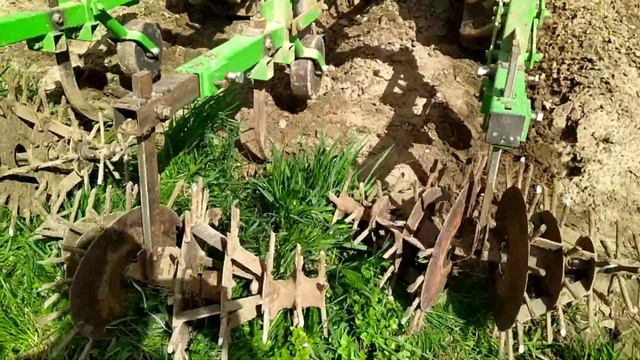 ПРОПОЛКА КАРТОФЕЛЯ МИНИТРАКТОРОМ. Прополка картошки ежами, убираем сорняки на картошке трактором смотреть онлайн