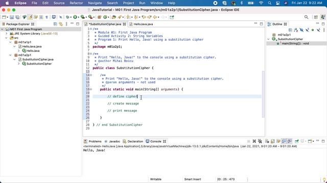 Java M01GA2P1 Substitution cipher смотреть онлайн
