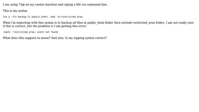 Unix & Linux: 7z getting an event not found error in command line смотреть онлайн