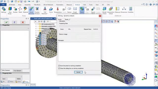 T-Flex Analysis v16 - Dynamic - Shaft Wheel Loaded with Sinusoidal Torque смотреть онлайн
