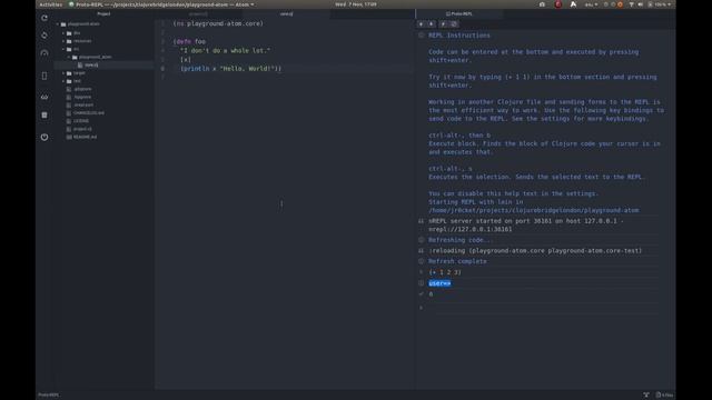 Atom Proto REPL basics for Clojure development смотреть онлайн