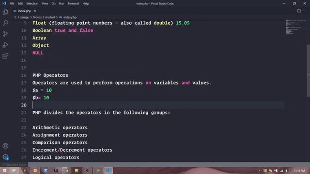 #7 What are Operators and Data types in PHP смотреть онлайн
