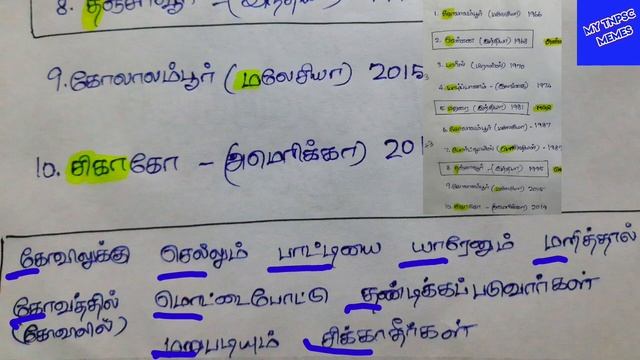 உலகத் தமிழ் மாநாடுகள் Shortcut - Tnpsc Important Question Shortcut