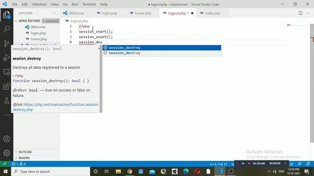 Implementation of session in a login form using PHP & MySql #phptutorial #webophilic #securitybreac смотреть онлайн