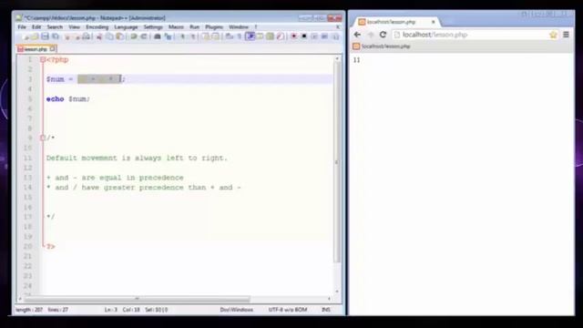 PHP Tutorial for Beginners 9 Operator precedence смотреть онлайн