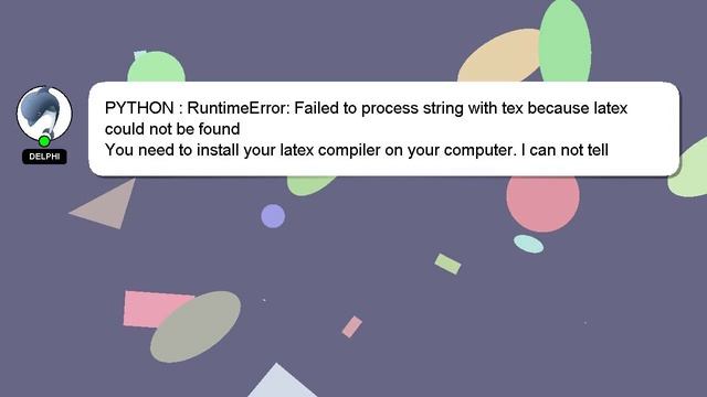 PYTHON : RuntimeError: Failed to process string with tex because latex could not be found смотреть онлайн