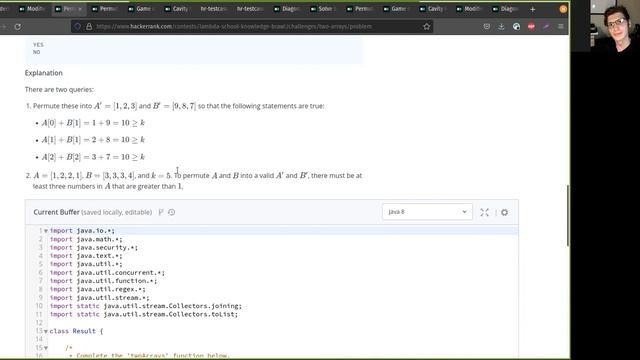 Permuting Two Arrays - Hackerrank Problem смотреть онлайн