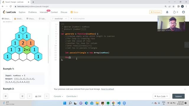 Pascals Triangle || JS solution || Girija || Placement смотреть онлайн