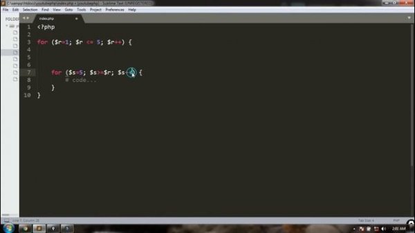 How to print pyramid pattern of numbers in PHP (Hindi)